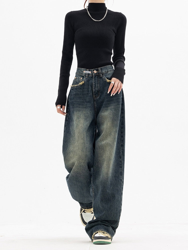 Ravikna | Vintage streetwear koreanske baggy jeans til damer