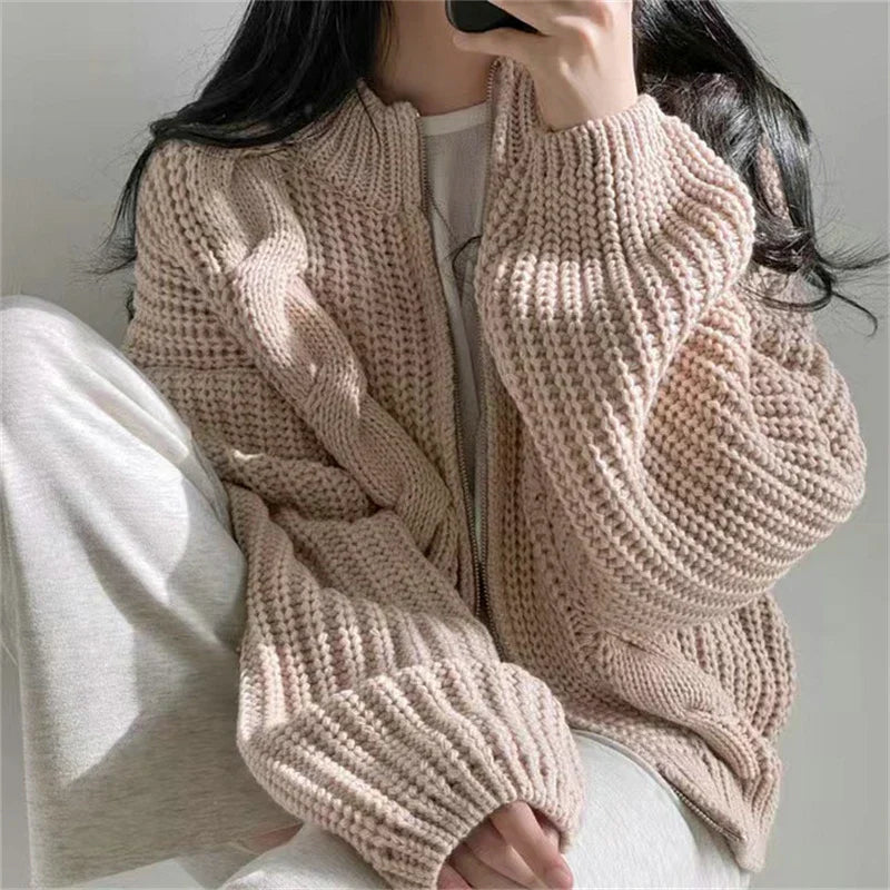 tykk kabelstrikket cardigan