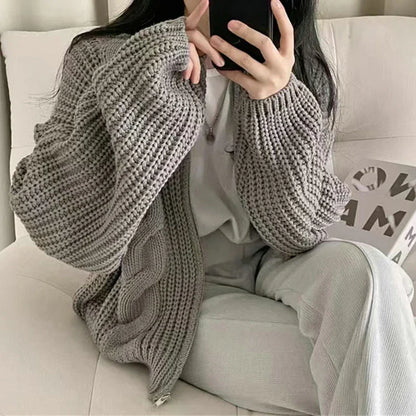 tykk kabelstrikket cardigan