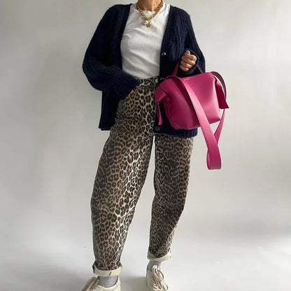 Vintagejeans med leopardmønster