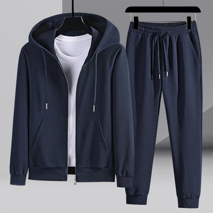 Vaffelstrikket loungewear-sett for herrer