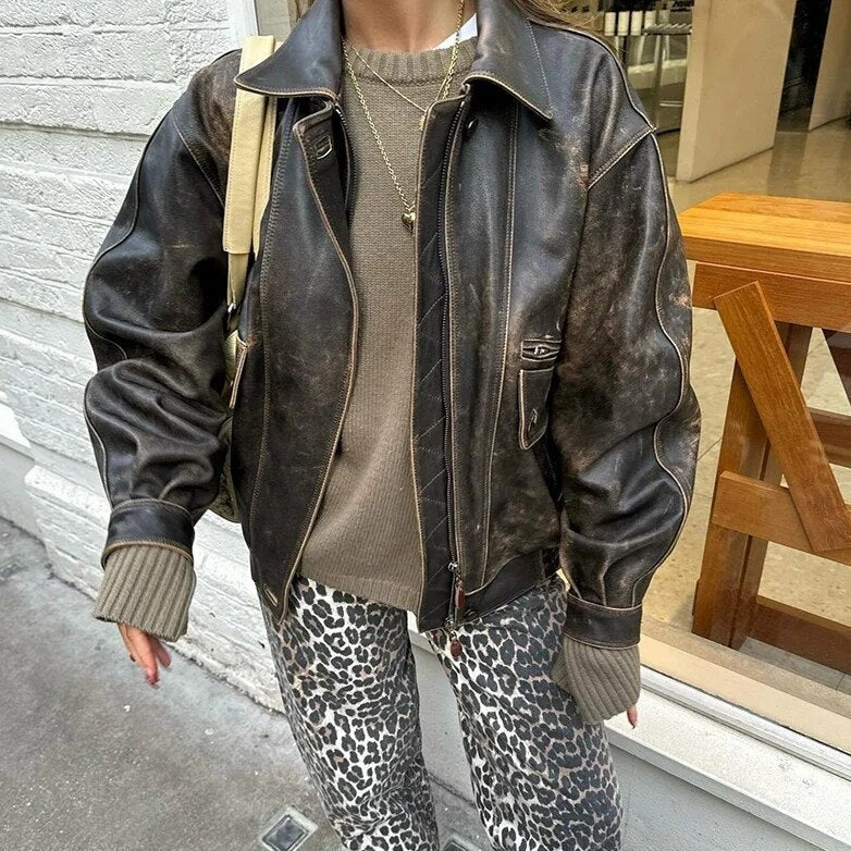 Vintagejeans med leopardmønster