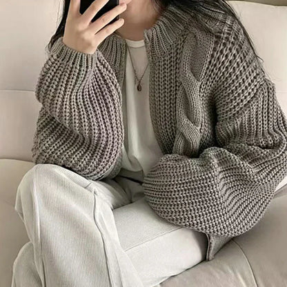 tykk kabelstrikket cardigan