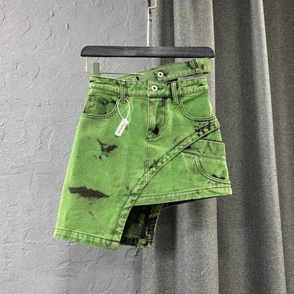 Slitne denimshorts med syrlig vask