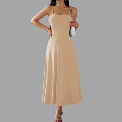 beige midi swingkjole