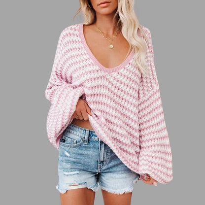 Strikket genser med off-the-shoulder-design