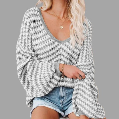 Strikket genser med off-the-shoulder-design