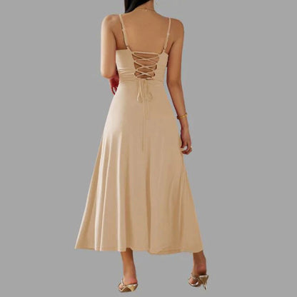 beige midi swingkjole