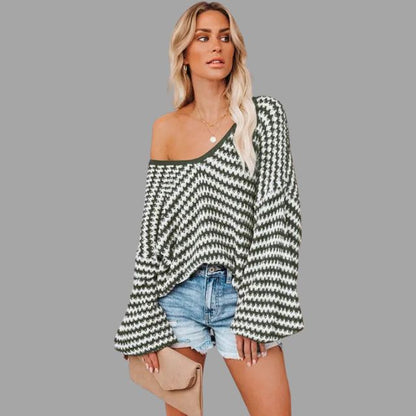 Strikket genser med off-the-shoulder-design