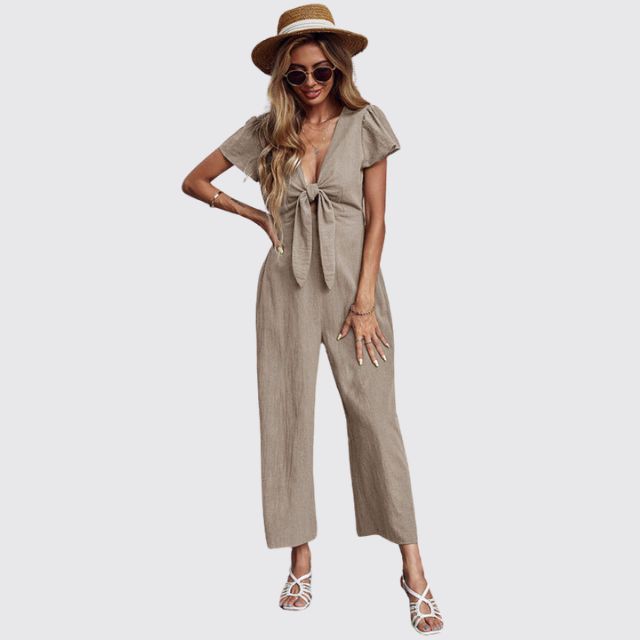 Uformell jumpsuit med slips foran