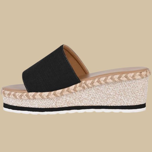 Uformelle sandaler med kilehæl og espadrillesåle