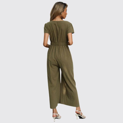 Uformell jumpsuit med slips foran