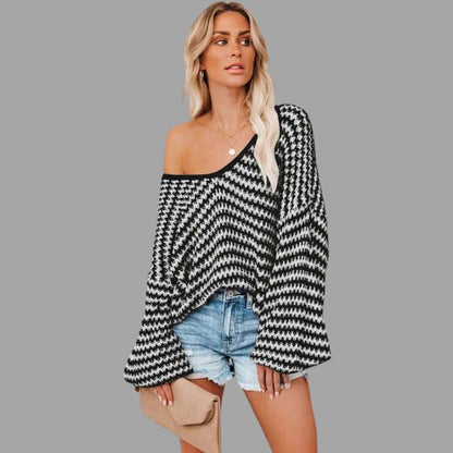 Strikket genser med off-the-shoulder-design