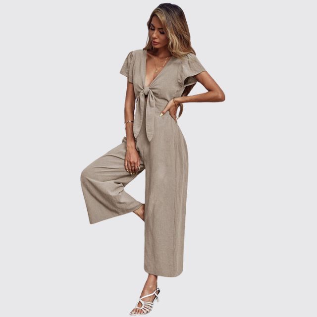 Uformell jumpsuit med slips foran