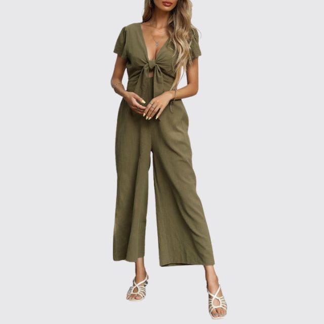 Uformell jumpsuit med slips foran