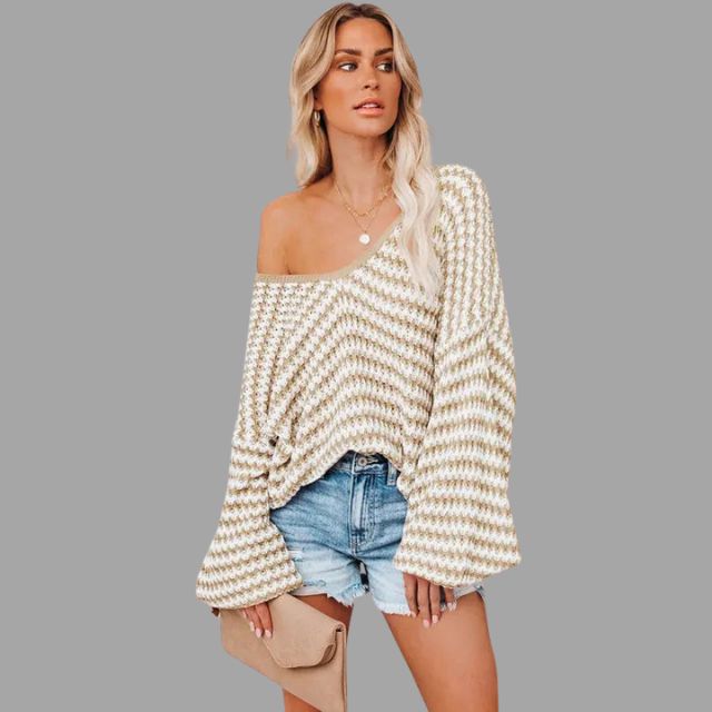 Strikket genser med off-the-shoulder-design