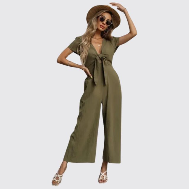 Uformell jumpsuit med slips foran