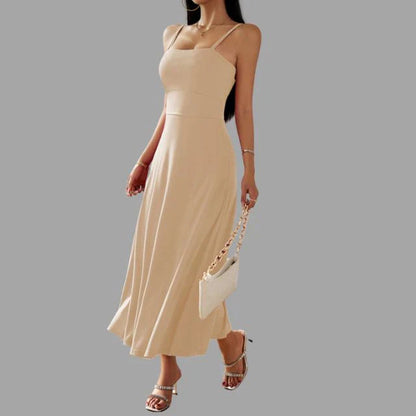 beige midi swingkjole