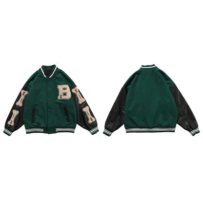 Varsity streetwear bomberjakke med broderte lapper