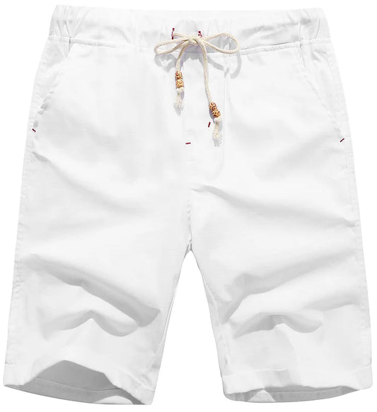 Strandshorts i lin med snøring for menn