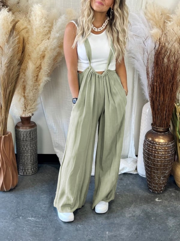 Soft, løs, ensfarget drømme jumpsuit