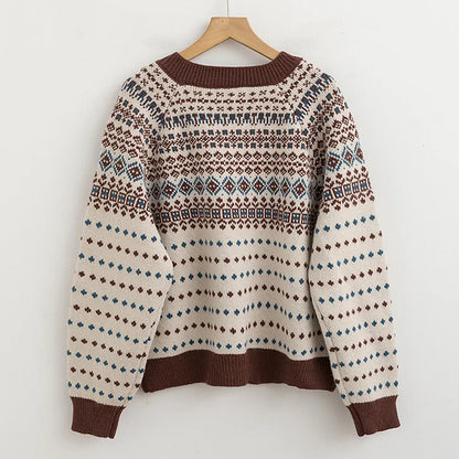 Tradisjonell Fair Isle mønster cardigan i jordfarger