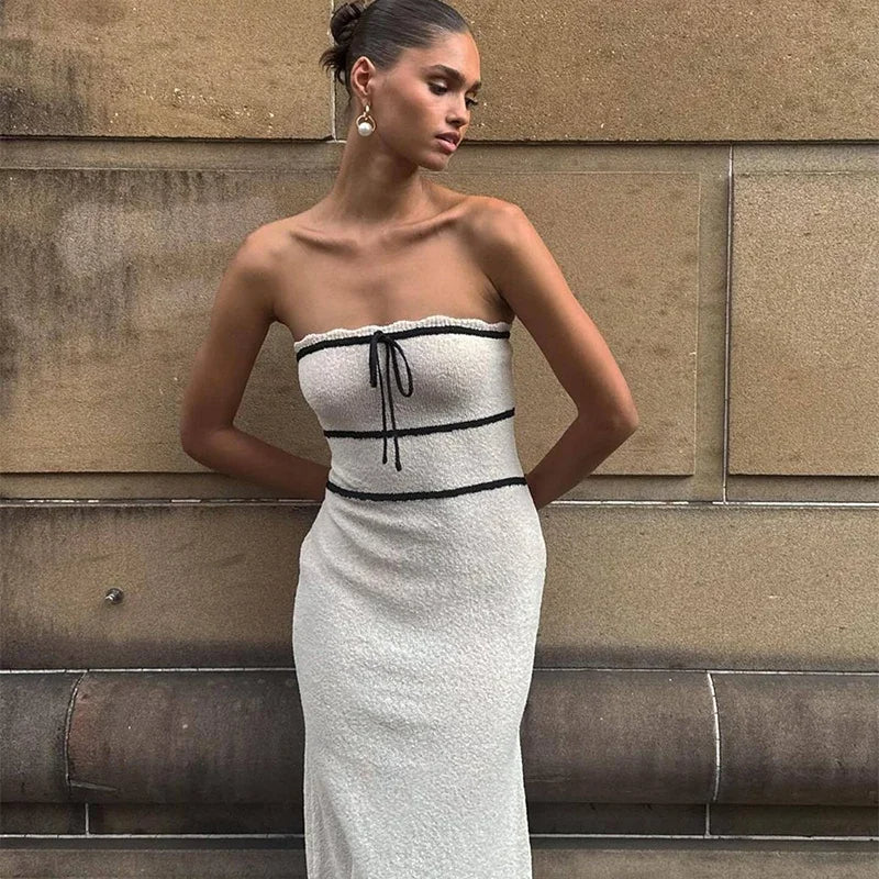 Elegant bandeau topp og maxi skjørt ensemble