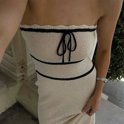 Elegant bandeau topp og maxi skjørt ensemble