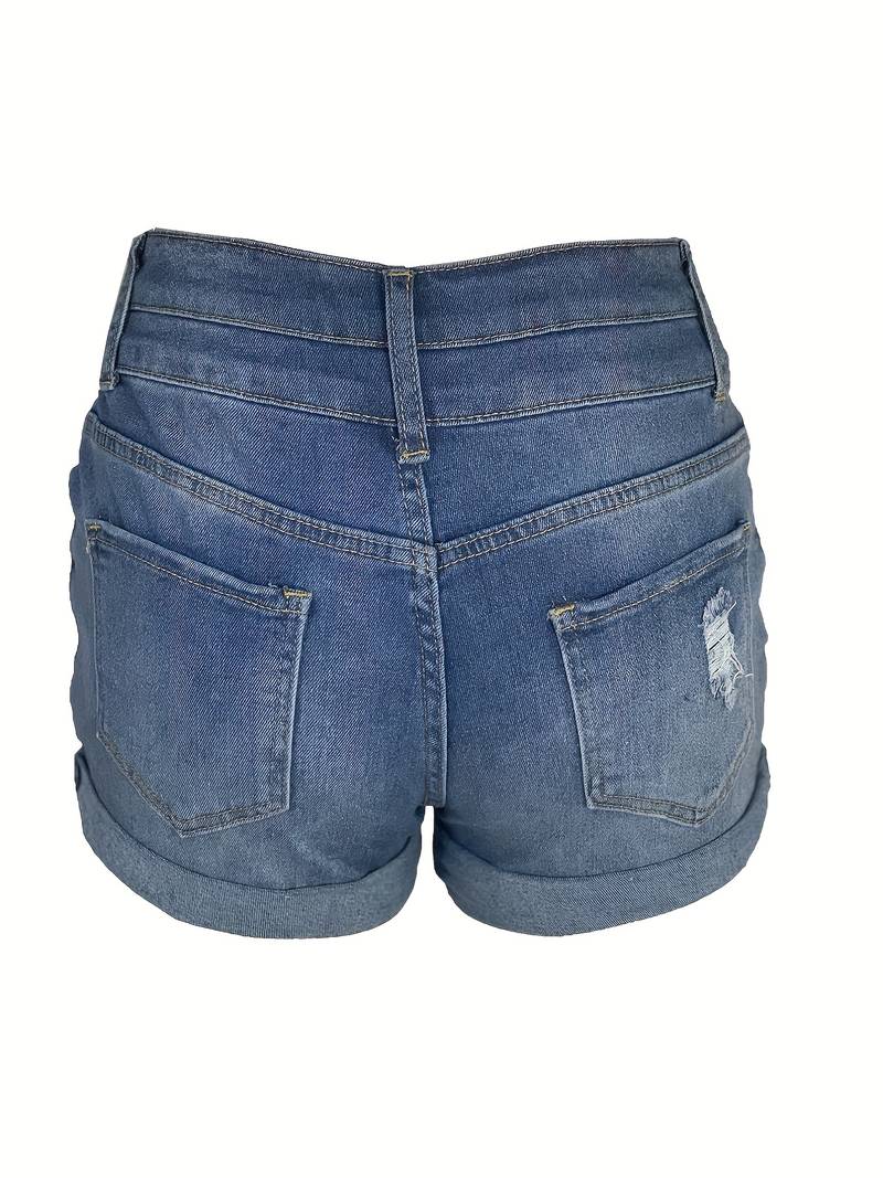 vår/sommer ribbede denimshorts