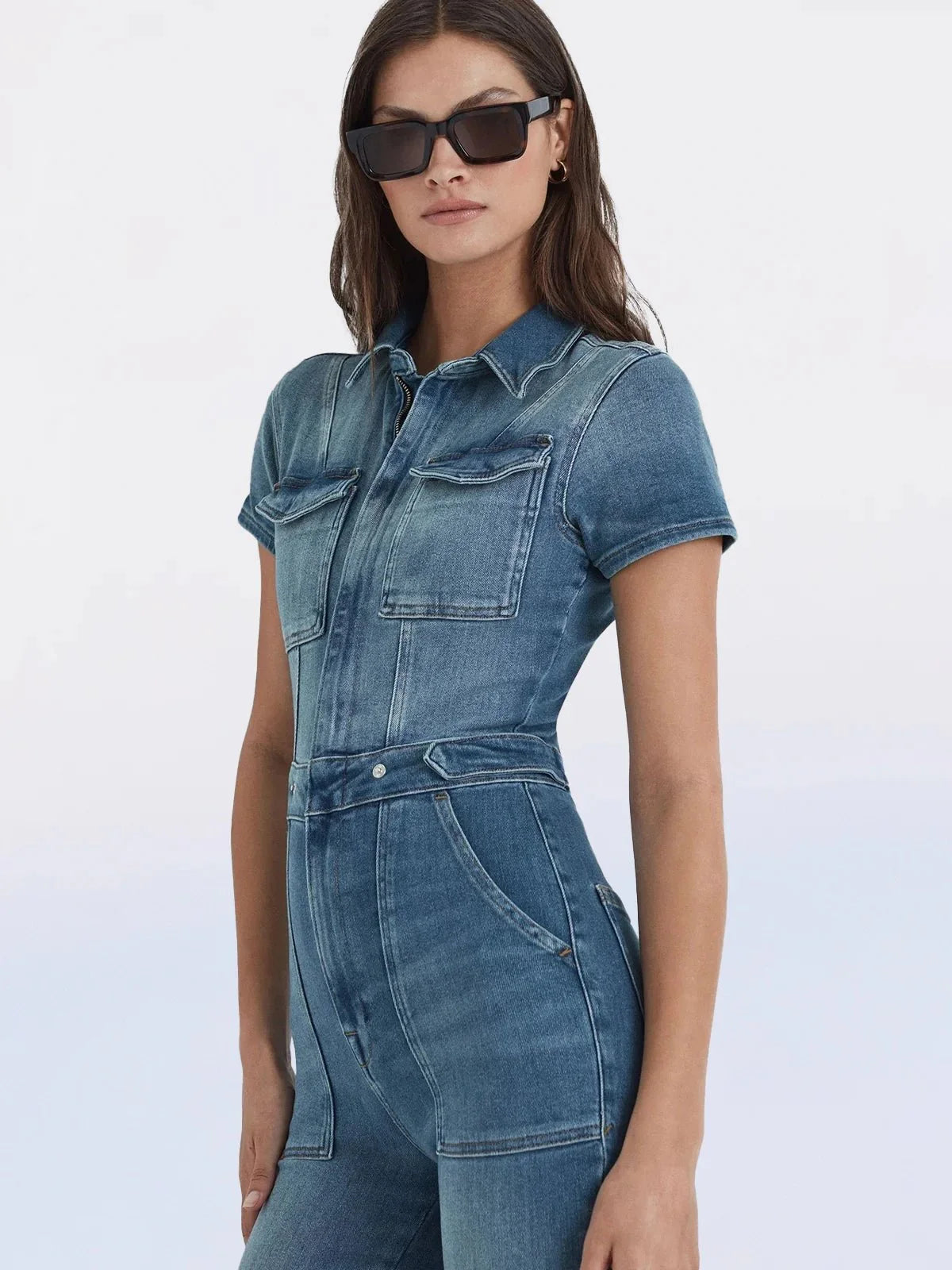 Smal Bootcut Denim Jumpsuit