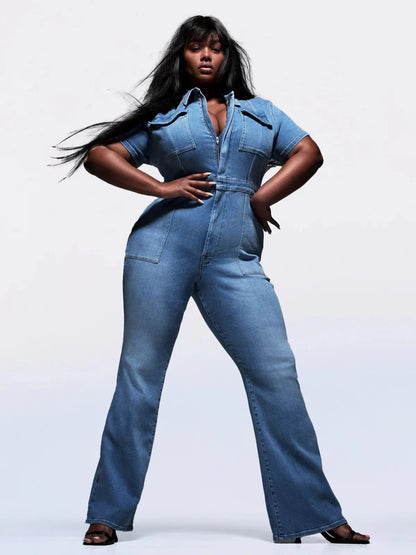 Smal Bootcut Denim Jumpsuit