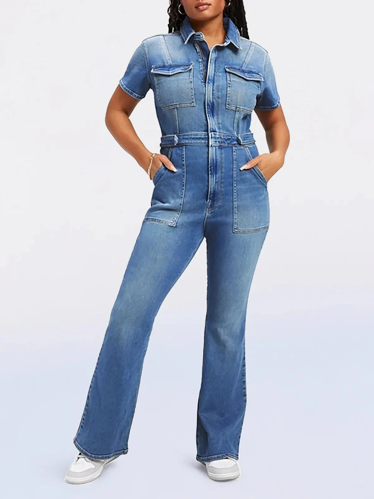 Smal Bootcut Denim Jumpsuit