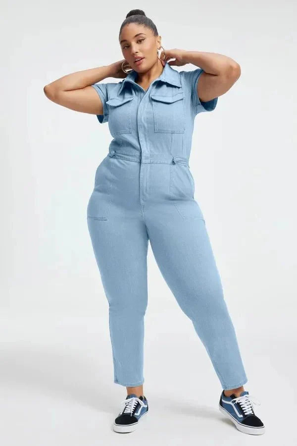 Smal Bootcut Denim Jumpsuit