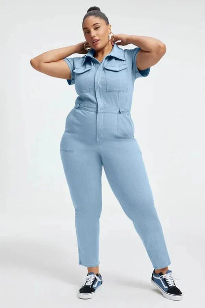 Smal Bootcut Denim Jumpsuit