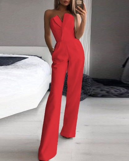 Ravikna Rød ermeløs Jumpsuit