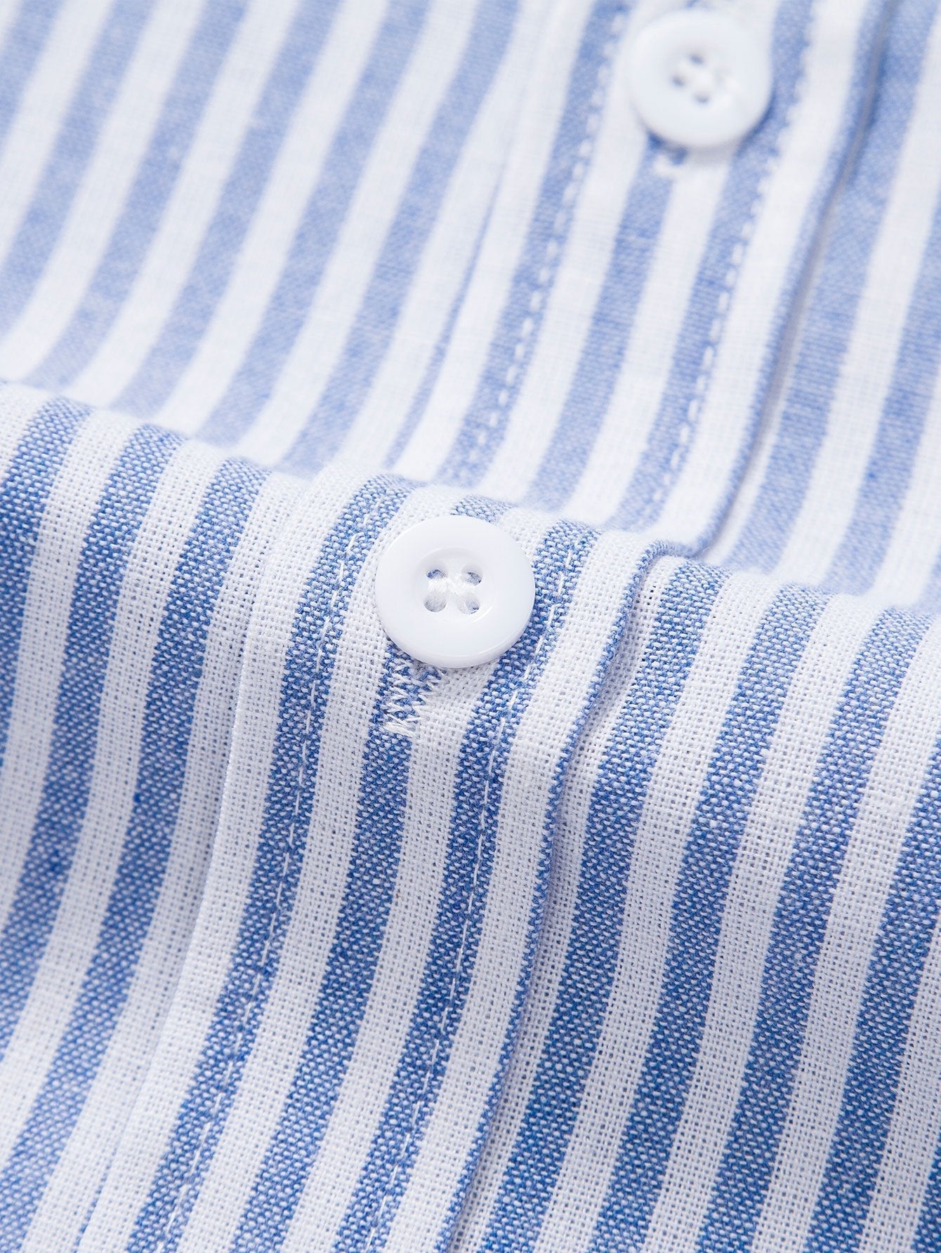 Sleeve Cotton Blend Striped Button Up Shirt