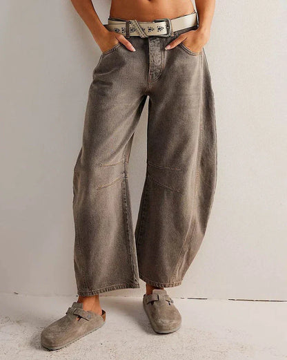 mid rise barrel jeans for kvinner