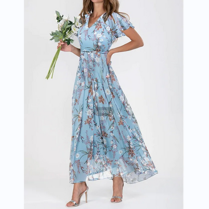 👗Kortermet lang kjole med blomstertrykk--🔥